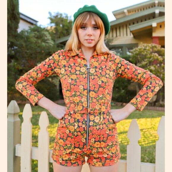 Marigold Floral Romper - Picture 2 of 5